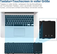 Echaar Összehajtható Bluetooth Billentyűzet Érintőpaddal - QWERTZ Kiosztású Hordozható Klaviatúra iPad, Okostelefon, Tablet, PC és Laptop Es 5