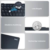 Echaar Összehajtható Bluetooth Billentyűzet Numerikus Résszel - iOS, Android, Windows Kompatibilis, QWERTZ Kiosztás, Újratölthető, Érintőpad 6
