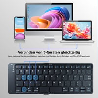 Echaar Összehajtható Bluetooth Billentyűzet Numerikus Résszel - iOS, Android, Windows Kompatibilis, QWERTZ Kiosztás, Újratölthető, Érintőpad 2