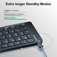Echaar Összehajtható Bluetooth Billentyűzet Numerikus Résszel - iOS, Android, Windows Kompatibilis, QWERTZ Kiosztás, Újratölthető, Érintőpad 5