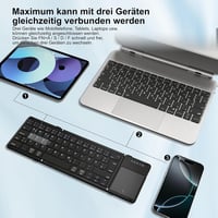 Echaar Összehajtható Bluetooth Billentyűzet Touchpaddel - 4 Eszköz Csatlakoztatás, QWERTZ Német Kiosztás, iOS/Android/Windows Kompatibilis,  - Dreifach faltbare Tastatur 4