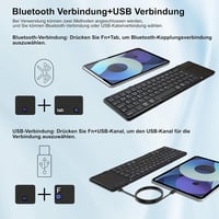 Echaar Összehajtható Bluetooth Billentyűzet Touchpaddel - 4 Eszköz Csatlakoztatás, QWERTZ Német Kiosztás, iOS/Android/Windows Kompatibilis,  - Dreifach faltbare Tastatur 3