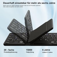 Echaar Összehajtható Bluetooth Billentyűzet Touchpaddel - 4 Eszköz Csatlakoztatás, QWERTZ Német Kiosztás, iOS/Android/Windows Kompatibilis,  - Dreifach faltbare Tastatur 7