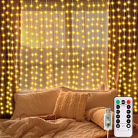 echosari 300 LED függöny fény 3x3m USB távirányítóval időzítővel karácsony dekoráció 1