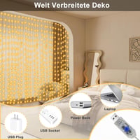echosari 300 LED függöny fény 3x3m USB távirányítóval időzítővel karácsony dekoráció 5