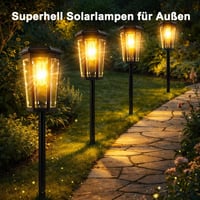 Echosari set 6 lămpi solare de grădină pentru exterior, cu pornire și oprire automată, rezistente la apă IP65, lumină alb cald, pentru alei, trotuare, terase și curți 3