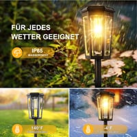 Echosari set 6 lămpi solare de grădină pentru exterior, cu pornire și oprire automată, rezistente la apă IP65, lumină alb cald, pentru alei, trotuare, terase și curți 9