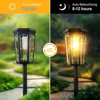 Echosari set 6 lămpi solare de grădină pentru exterior, cu pornire și oprire automată, rezistente la apă IP65, lumină alb cald, pentru alei, trotuare, terase și curți 8