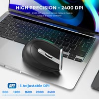 Vertikálna bezdrôtová myš ECHTPower s 3 režimami pripojenia, Bluetooth 5.0/3.0 a 2,4G prijímačom, 2400 DPI, RGB LED podsvietením a 7 programovateľnými tlačidlami pre notebook, MacBook a PC 3