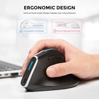 Vertikálna bezdrôtová myš ECHTPower s 3 režimami pripojenia, Bluetooth 5.0/3.0 a 2,4G prijímačom, 2400 DPI, RGB LED podsvietením a 7 programovateľnými tlačidlami pre notebook, MacBook a PC 5