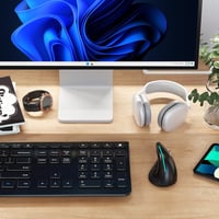 Vertikálna bezdrôtová myš ECHTPower s 3 režimami pripojenia, Bluetooth 5.0/3.0 a 2,4G prijímačom, 2400 DPI, RGB LED podsvietením a 7 programovateľnými tlačidlami pre notebook, MacBook a PC 8