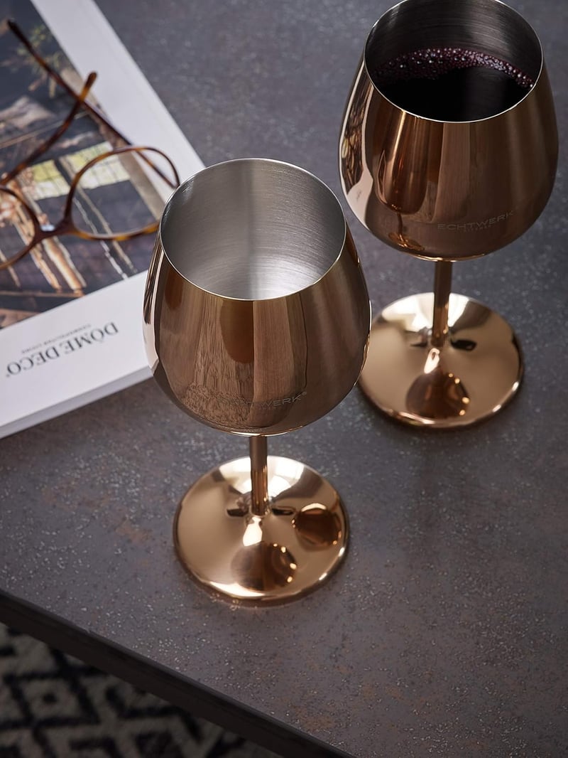 ECHTWERK Rozsdamentes Acél Borospohár Szett 6 db Réz Kiadás Törhetetlen Camping Pohár - 6 pcs. (pack of 1), 2-Copper Edition