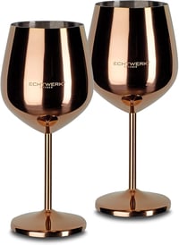 ECHTWERK Rozsdamentes Acél Borospohár Szett 6 db Réz Kiadás Törhetetlen Camping Pohár - 6 pcs. (pack of 1), 2-Copper Edition 2