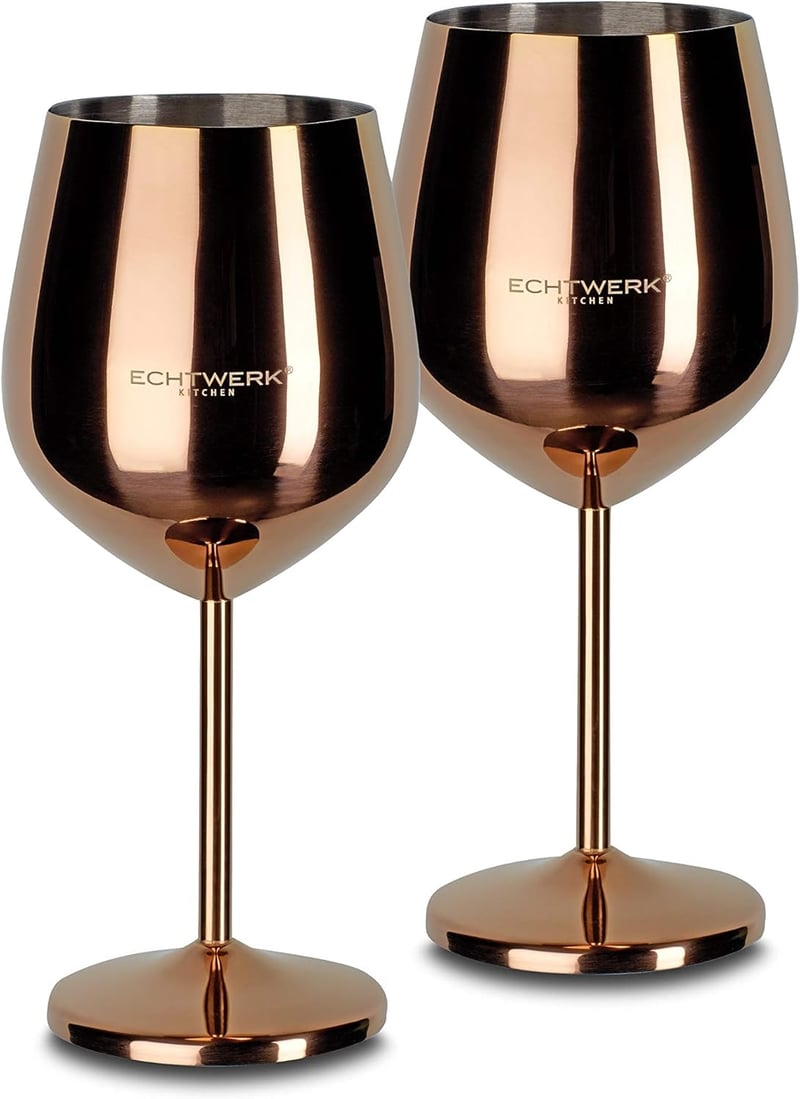 ECHTWERK Rozsdamentes Acél Borospohár Szett 6 db Réz Kiadás Törhetetlen Camping Pohár - 6 pcs. (pack of 1), 2-Copper Edition
