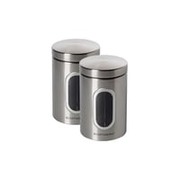 Set de 2 Cutii pentru Depozitare ECHTWERK, Stilate, Finisaj Șlefuit, cu Capac Ermetic și Fereastră Mare de Vizualizare, pentru Făină, Zahăr, Muesli, Ceai 1