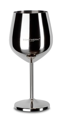 Set de 2 pahare de vin din oțel inoxidabil incasabil ECHTWERK, pentru vin roșu, camping, cocktailuri, argintiu, 500 ml, 21x7,3 cm 2