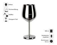 Set de 2 pahare de vin din oțel inoxidabil incasabil ECHTWERK, pentru vin roșu, camping, cocktailuri, argintiu, 500 ml, 21x7,3 cm 4