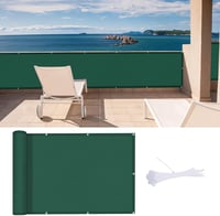 ECIT Balkon Árnyékoló 80x300 cm - Zöld HDPE Szellőző Háló, UV-Védelemmel, Erkély Takaróháló Kábelkötegelőkkel, Időjárásálló Belátásgátló 1