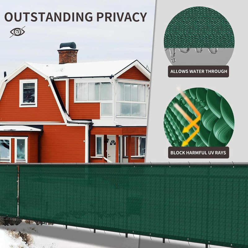 ECIT Balkon Árnyékoló 80x300 cm - Zöld HDPE Szellőző Háló, UV-Védelemmel, Erkély Takaróháló Kábelkötegelőkkel, Időjárásálló Belátásgátló