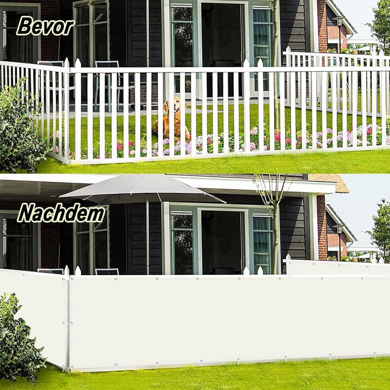 ECIT Erkély Takaró Háló 75x300 cm - Krémfehér Poliészter Balkon Árnyékoló, UV-álló, Időjárásálló Belátásgátló Háló Kültéri Korlátokhoz Kábel