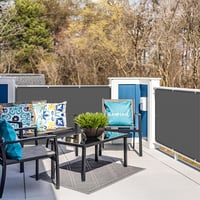ECIT Erkély Takaró Háló 90x300 cm - Antracit Poliészter Balkonvédő, UV-álló, Időjárásálló Belátásgátló Háló Erkélyre, Kültéri Korlátra Kábel 4