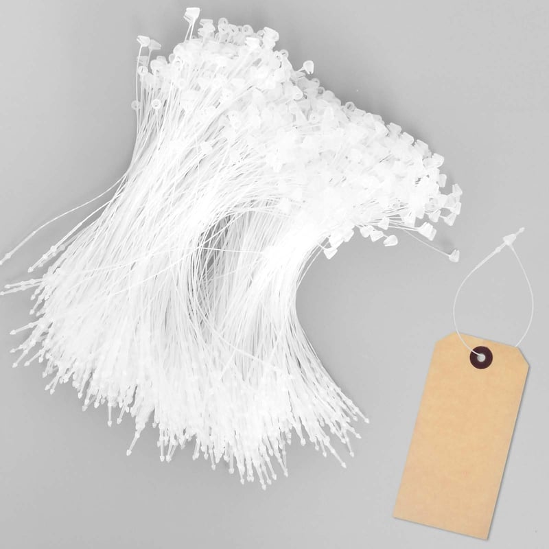 Eclove 1000 bucăți sigilii din plastic pentru etichete de preț, 12,5 cm, pentru haine, încălțăminte, genți, accesorii, alb