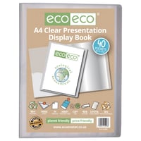 eco-eco Eco098 A4 prezentačná zložka so 40 priehľadnými vreckami z 50 % recyklovaného materiálu, portfóliový zakladač 1