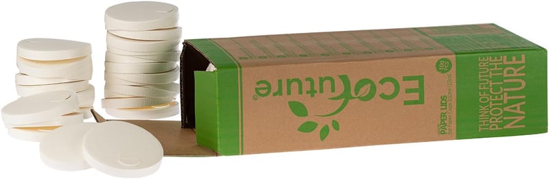 Eco Future 100 db Papír Pohártető 9 cm - 350 ml Kávés Pohárhoz, Biológiailag Lebomló, Komposztálható, Környezetbarát, FSC Tanúsított