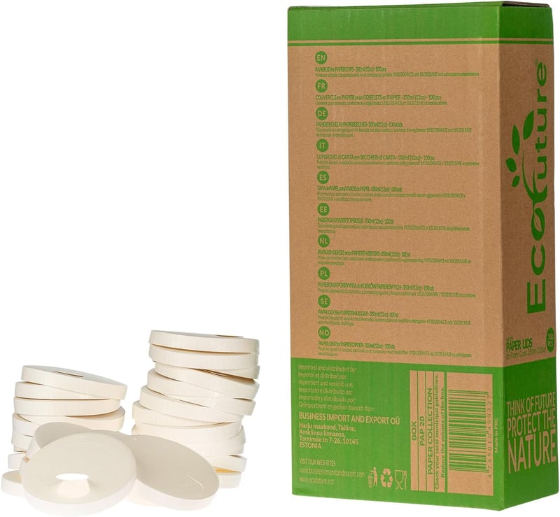 Eco Future 100 db Papír Pohártető 9 cm - 350 ml Kávés Pohárhoz, Biológiailag Lebomló, Komposztálható, Környezetbarát, FSC Tanúsított