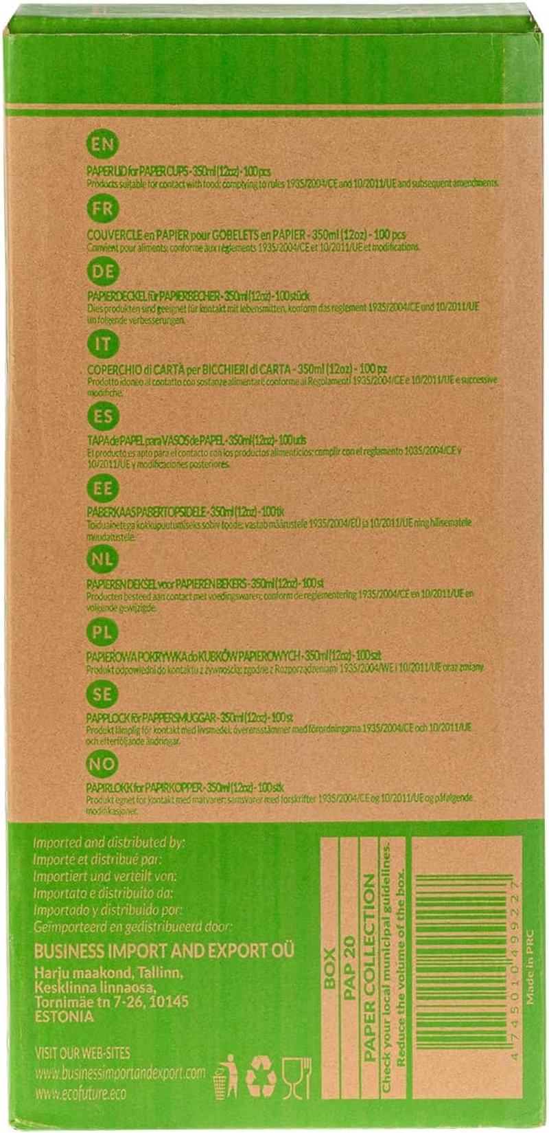 Eco Future 100 db Papír Pohártető 9 cm - 350 ml Kávés Pohárhoz, Biológiailag Lebomló, Komposztálható, Környezetbarát, FSC Tanúsított