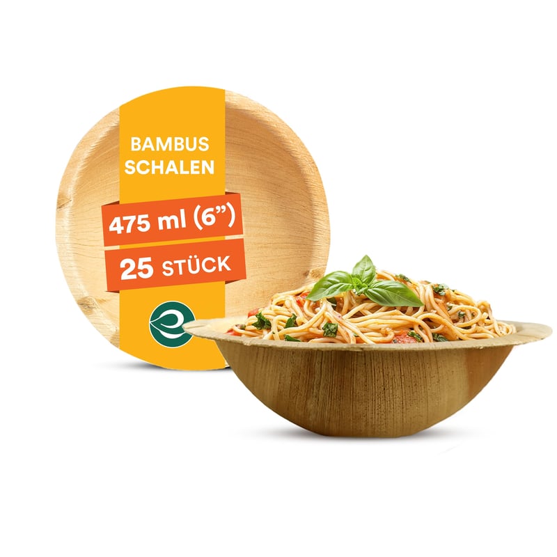 ECO SOUL 100% kompostabilne zdjele od palminog lišća 16 oz, 25 komada, jednokratne zdjelice za desert u stilu bambusa, 6 inča, čvrste, ekološki prihvatljive, biorazgradive