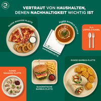 ECO SOUL 100% kompostabilne zdjele od palminog lišća 16 oz, 25 komada, jednokratne zdjelice za desert u stilu bambusa, 6 inča, čvrste, ekološki prihvatljive, biorazgradive 2