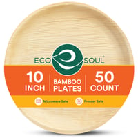ECO SOUL Bambusový jednorazový tanier 25 cm, 50 ks – Okrúhly papierový tanier na jedno použitie z prírodného materiálu 1