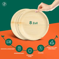 ECO SOUL Okrúhly tanier z palmových listov 20 cm, 100 ks – 100 % kompostovateľný jednorazový tanier na párty, bio riad na jedno použitie, odolný voči mastnote a vode 2
