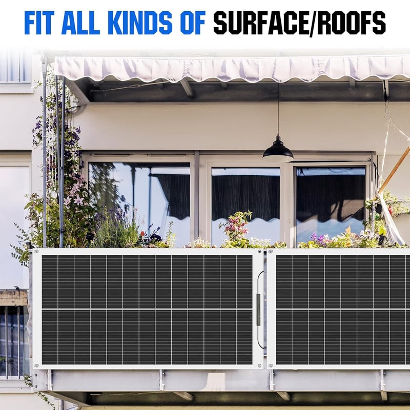 ECO-WORTHY 100W 12V Flexibilis Monokristályos Napelem Autóhoz Lakóautóhoz Csónakhoz