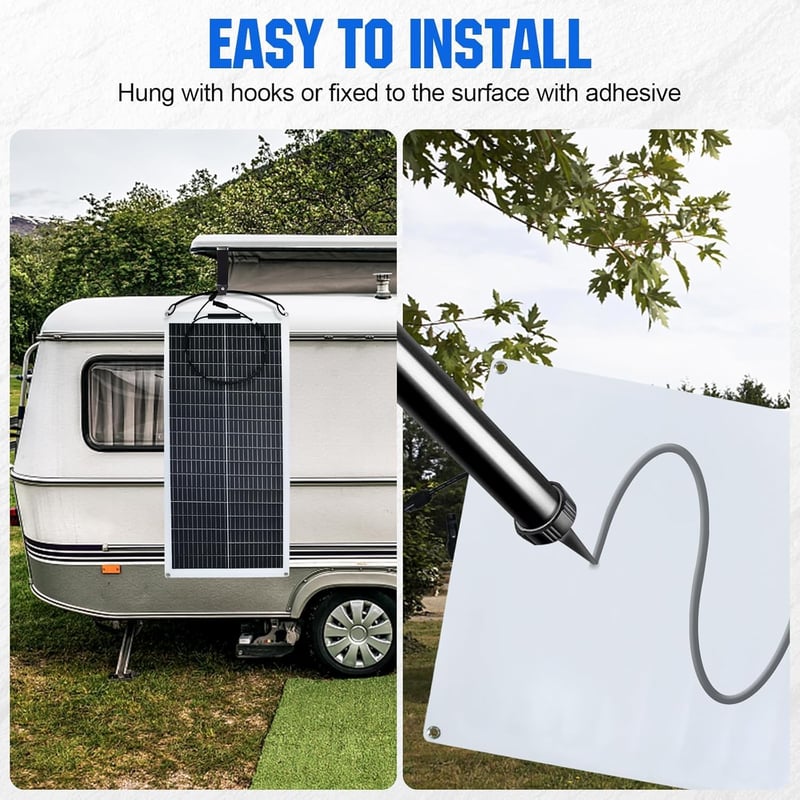 ECO-WORTHY 100W 12V Flexibilis Monokristályos Napelem Autóhoz Lakóautóhoz Csónakhoz