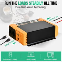 ECO-WORTHY 1100W Inverter 12V-230V Tiszta Szinusz, USB és AC Aljzat 2