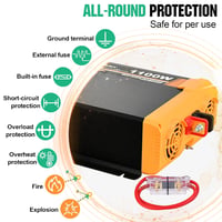 ECO-WORTHY 1100W Inverter 12V-230V Tiszta Szinusz, USB és AC Aljzat 3