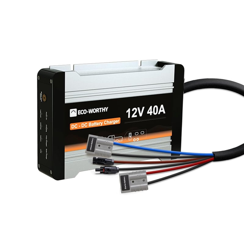 ECO-WORTHY 12V 40A DC-DC Akkumulátor Töltő Lakóautókhoz - LiFePO4, Zselés Akkumulátorokhoz, MPPT Töltésvezérlő IP65 Vízálló Kivitel