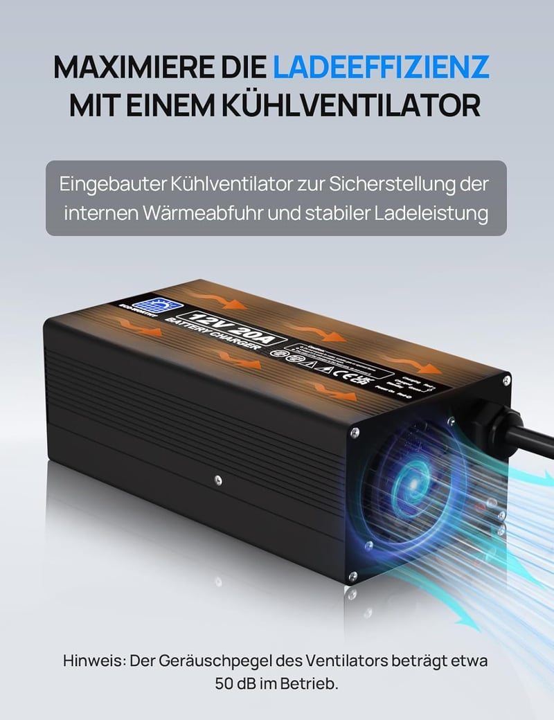 ECO-WORTHY 14,6V 20A LiFePO4 Akkumulátor Töltő Anderson Csatlakozóval - Gyorstöltés Autó, Teherautó, Mélyciklusú Akkumulátorokhoz