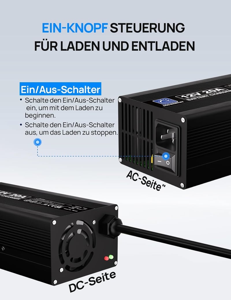 ECO-WORTHY 14,6V 20A LiFePO4 Akkumulátor Töltő Anderson Csatlakozóval - Gyorstöltés Autó, Teherautó, Mélyciklusú Akkumulátorokhoz