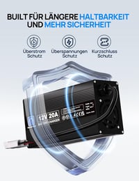 ECO-WORTHY 14,6V 20A LiFePO4 Akkumulátor Töltő Anderson Csatlakozóval - Gyorstöltés Autó, Teherautó, Mélyciklusú Akkumulátorokhoz 7