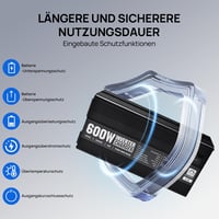 ECO-WORTHY 14,6V 25A LiFePO4 Akkumulátor Töltő 600W Színuszos Inverterrel - 12V-230V UPS Funkcióval, Hálózati Prioritás Kapcsolóval, Autóhoz 7