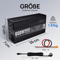 ECO-WORTHY 14,6V 25A LiFePO4 Akkumulátor Töltő 600W Színuszos Inverterrel - 12V-230V UPS Funkcióval, Hálózati Prioritás Kapcsolóval, Autóhoz 8