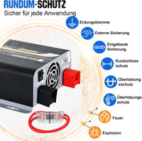 ECO-WORTHY 600W Színusz Inverter - 12V-230V Napelemes Áramátalakító Távirányítóval, Autóhoz, Lakóautóhoz, Kempingezéshez és Otthoni Napeleme 3