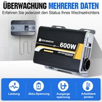 ECO-WORTHY 600W Színusz Inverter - 12V-230V Napelemes Áramátalakító Távirányítóval, Autóhoz, Lakóautóhoz, Kempingezéshez és Otthoni Napeleme 5