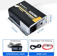 ECO-WORTHY 600W Színusz Inverter - 12V-230V Napelemes Áramátalakító Távirányítóval, Autóhoz, Lakóautóhoz, Kempingezéshez és Otthoni Napeleme 6