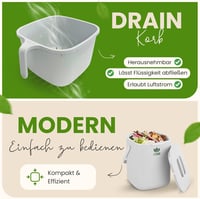 ECOBIO Bio Konyhai Komposztáló Edény 7L - Fedeles Szűrős Hulladékgyűjtő Fogantyúval - Szagmentes Mosogatógép Álló Szürke 4