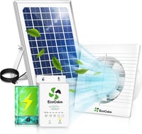 ecoCalm Napelemes Ventilátor 100mm Powerbank Funkcióval, Vízálló Kerti Szellőztetés 1