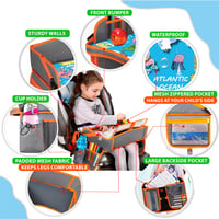 Tăviță de voiaj pentru copii ECOFANTASY pentru mașină, cu suport pentru tabletă, lavabilă – Portocaliu 4
